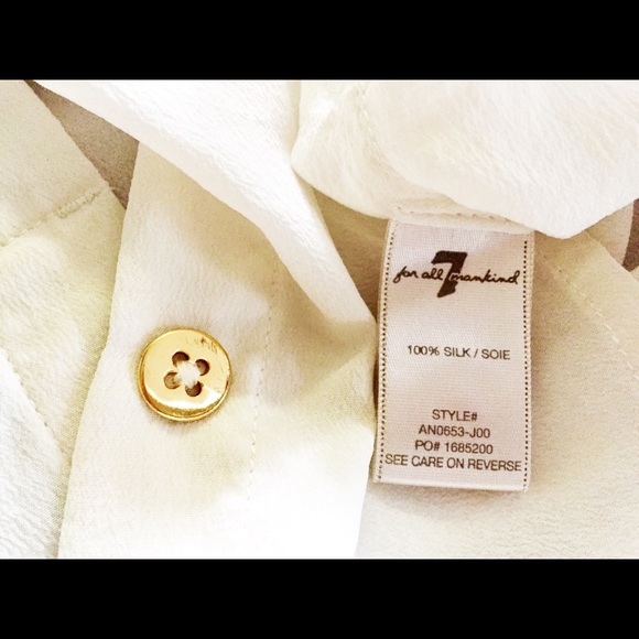 7 For All Mankind 100% Silk Cream Blouse - Picture 3 of 8